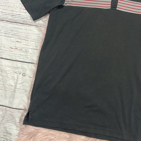 Travis Matthews Red Gray Striped Black Polo Active Shirt - Picture 7 of 10